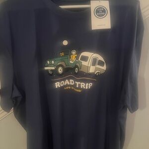 Life is Good Blue Road Trip T-Shirt Size XL